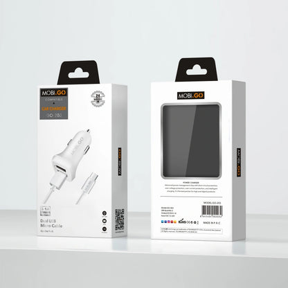 Mobigo GO203 3.1A 2USB Car Charger with USB-A to Micro Combo
