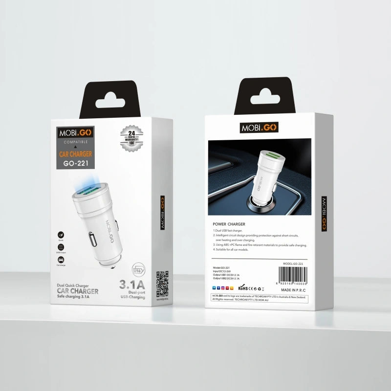 Mobigo GO221 3.1A 2 USB car charger