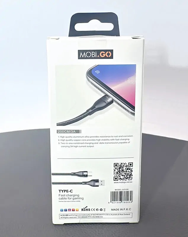 Mobigo GO106 2m USB-A to C cable