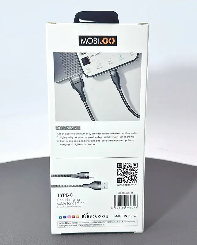 Mobigo GO107 3m USB-A to C cable