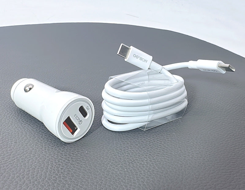 Mobigo GO200PDC 38W USB A+C car charger with Type-C to C combo