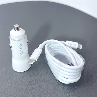 Mobigo GO200PDL 38W 2 UAB car charger with Type-C to Lightning combo