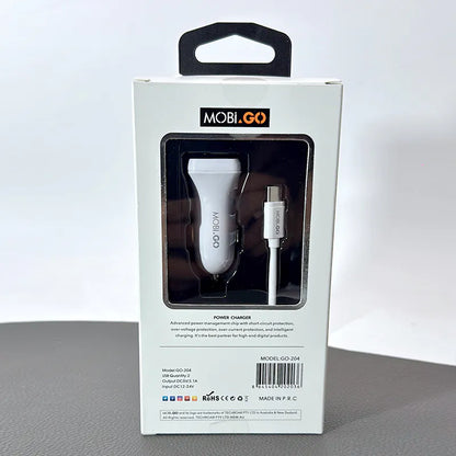 Mobigo GO204 3.1A 2USB Car Charger with USB-A to C Combo