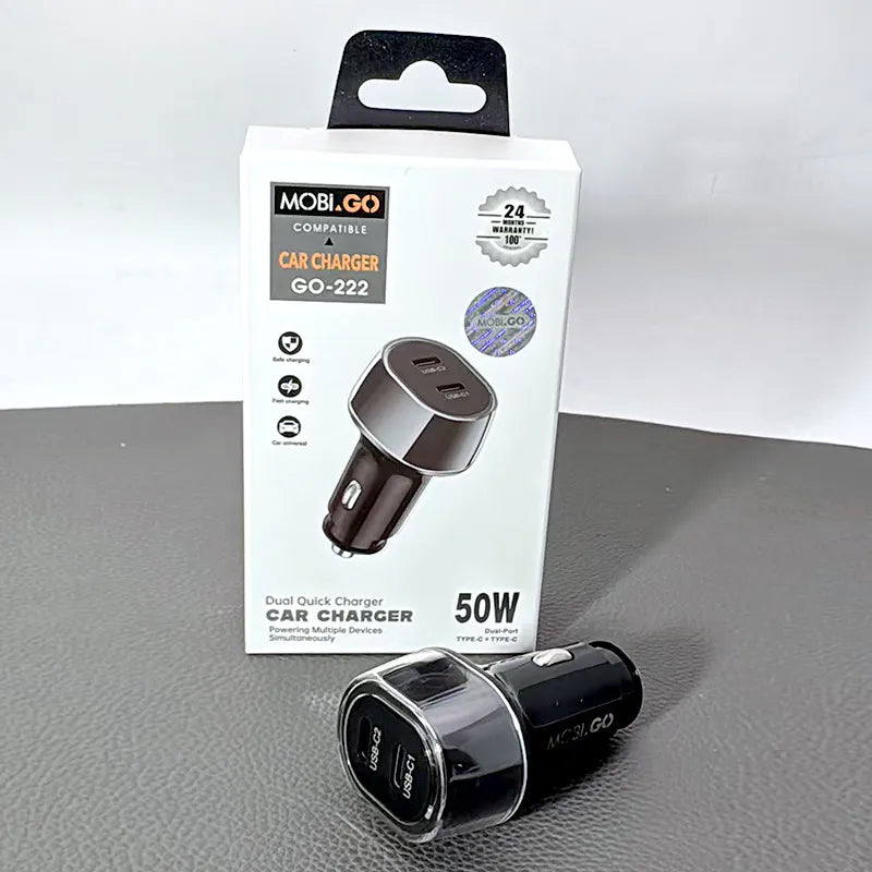 Mobigo GO222 50W Dual Quick Charger Car Charger