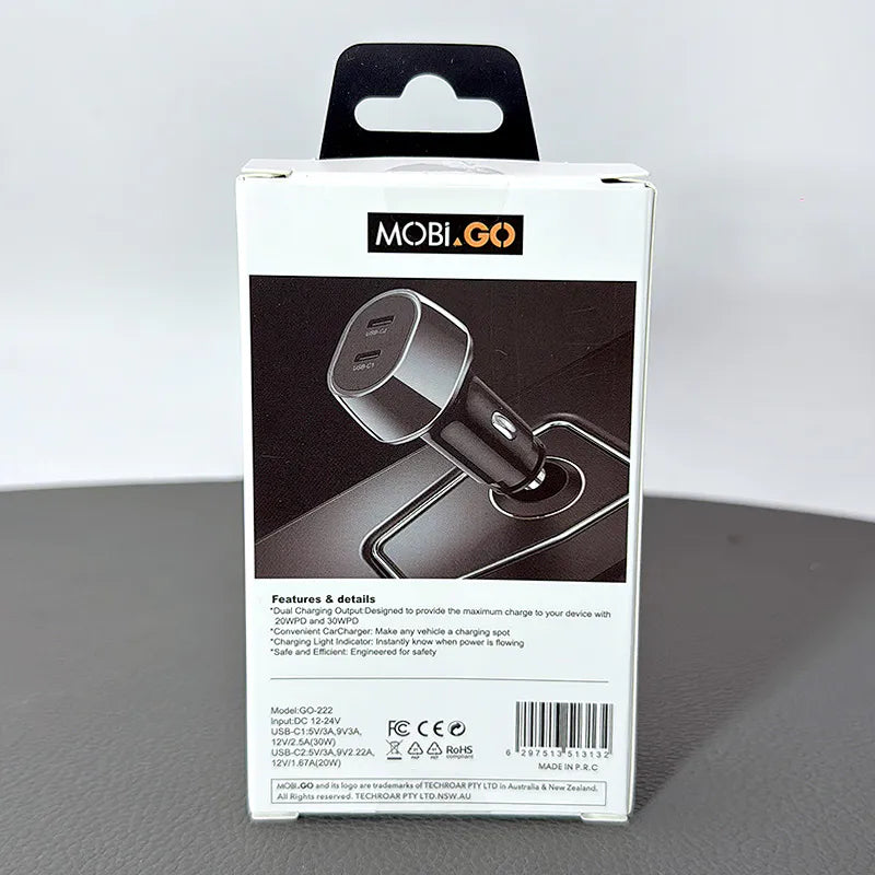 Mobigo GO222 50W Dual Quick Charger Car Charger