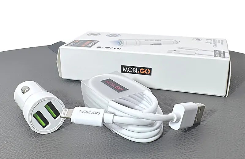 Mobigo GO221L 3.1A 2USB Car Charger with USB-A to Lightning Combo