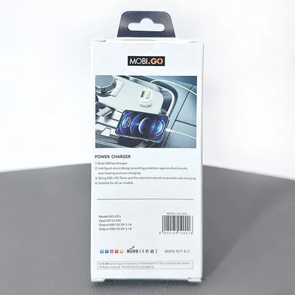 Mobigo GO221L 3.1A 2USB Car Charger with USB-A to Lightning Combo
