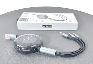 Mobigo GO2TLM 1m 6A 3 in 1 Retractable Charging Cable