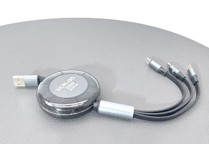 Mobigo GO2TLM 1m 6A 3 in 1 Retractable Charging Cable
