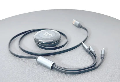 Mobigo GO2TLM 1m 6A 3 in 1 Retractable Charging Cable