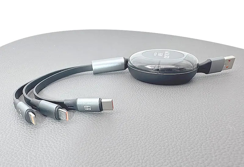 Mobigo GO2TLM 1m 6A 3 in 1 Retractable Charging Cable