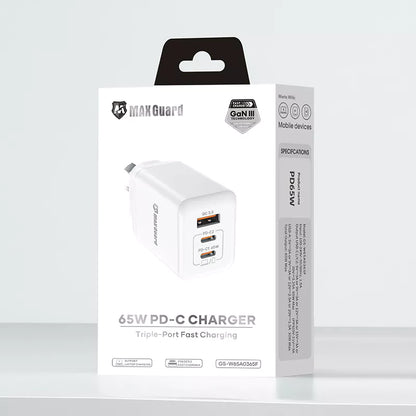 Maxguard W65A0365F 65W PD Wall Charger (Works for laptops, tablets, and phones)