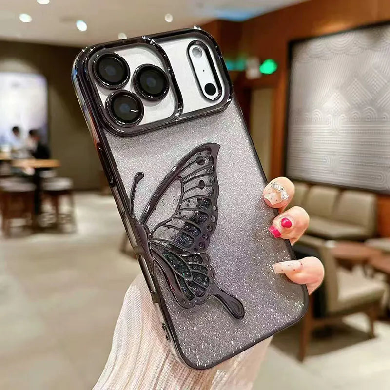 Case for Iphone 17e/16e Kinglink Glitter Sandy Butterfly