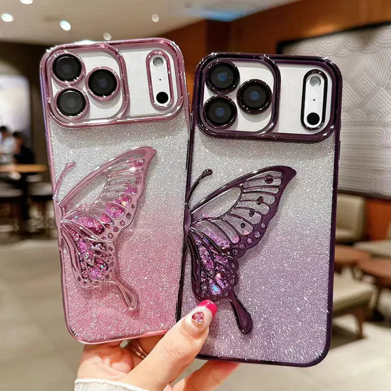 Case for iPhone 17 Pro 6.3 Kinglink Glitter Sandy Butterfly