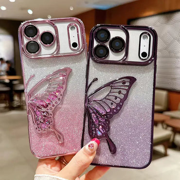 Case for Iphone 17e/16e Kinglink Glitter Sandy Butterfly