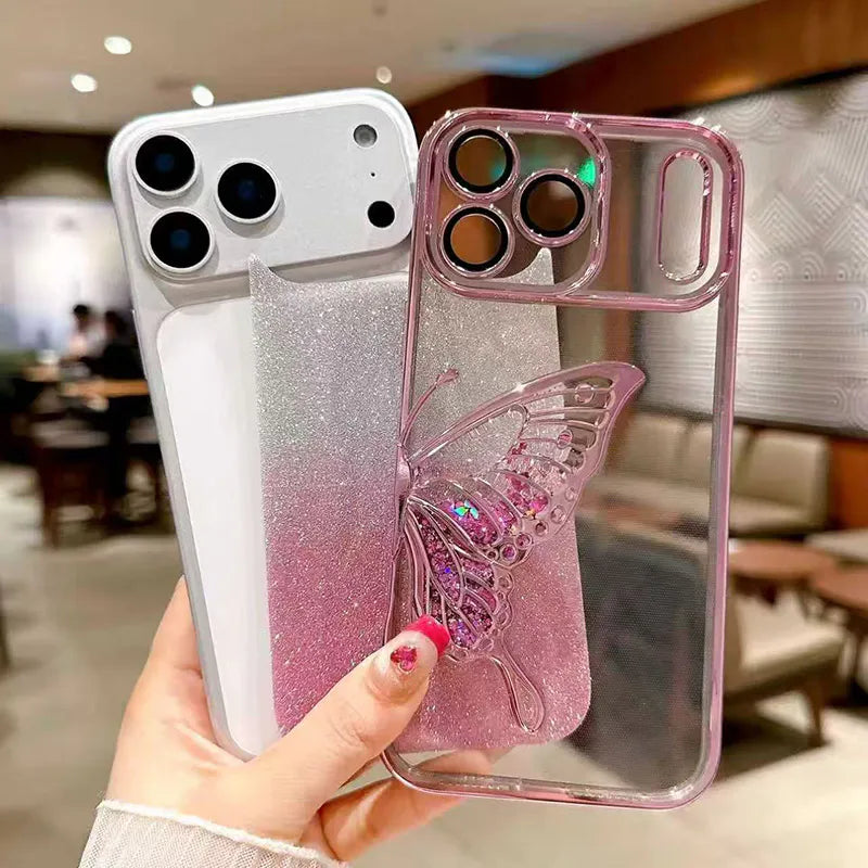 Case for iPhone 17 Pro 6.3 Kinglink Glitter Sandy Butterfly