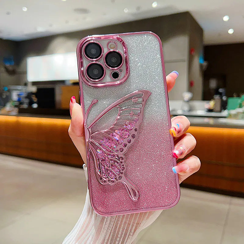 Case for Iphone 16 Pro 6.3 Kinglink Glitter Sandy Butterfly