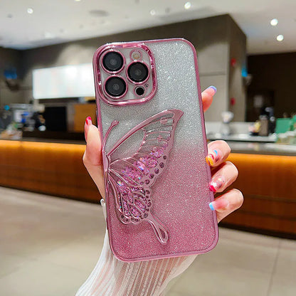 Case for Iphone 17e/16e Kinglink Glitter Sandy Butterfly