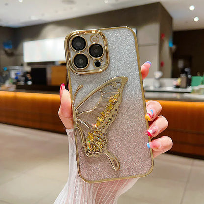 Case for iPhone 17 Air 6.6 Kinglink Glitter Sandy Butterfly