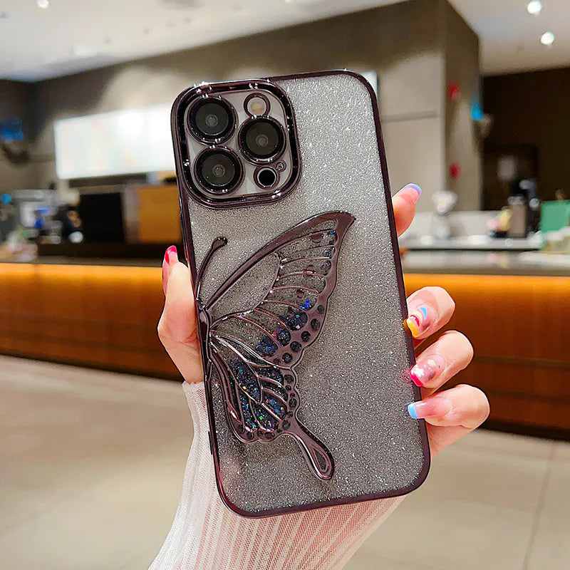 Case for iPhone 17 Pro 6.3 Kinglink Glitter Sandy Butterfly