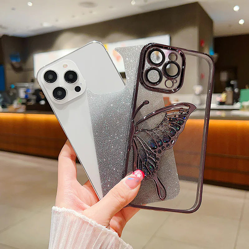 Case for iPhone 16 Plus 6.7 Kinglink Glitter Sandy Butterfly