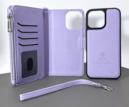 Case for Iphone 15 Pro 6.1 Maxguard Detachable Magnetic Zipper Wallet