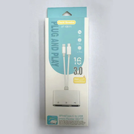 8Pin & Type-C to USB zmera Reader SD/TF Card Reader JH0611