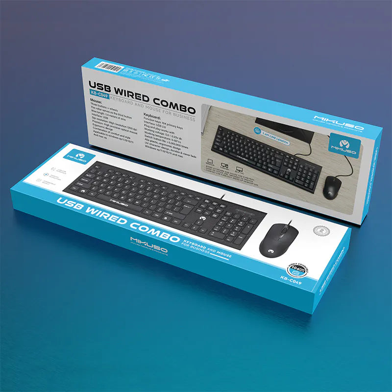 Mikuso KBC049 USB Wired Combo Keyboard and Mouse for Business