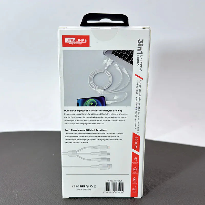 Kinglink KL01MLT 1.2m 3 in 1 Cable