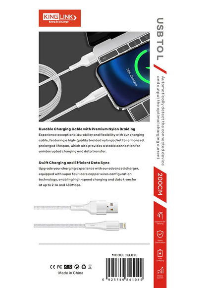 Kinglink KL02L 2m USB-A to Lightning Cable