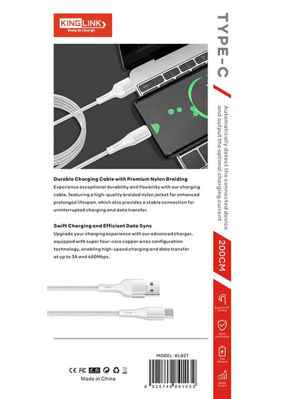 Kinglink KL02T 2m USB-A to C Cable