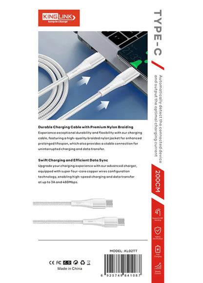 Kinglink KL02TT 2m 60W Type-C to C Cable