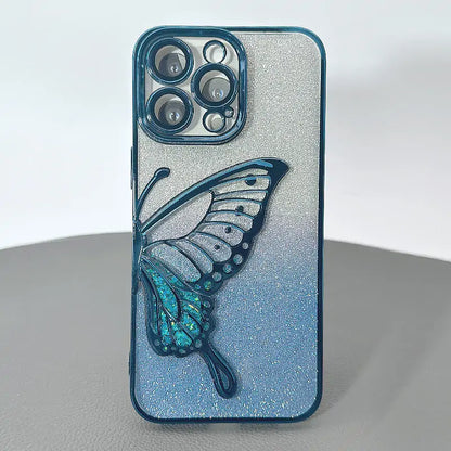 Case for Iphone 15 6.1 Kinglink Glitter Sandy Butterfly