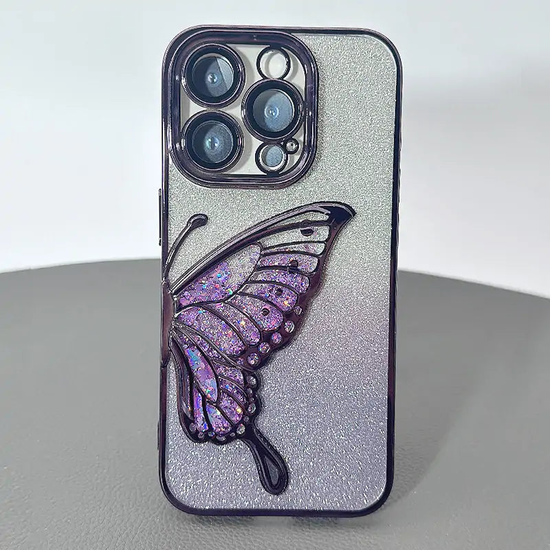 Case for Iphone 15 Pro 6.1 Kinglink Glitter Sandy Butterfly