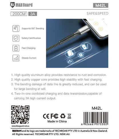 Maxguard M42L 2m USB-A to Lightning cable