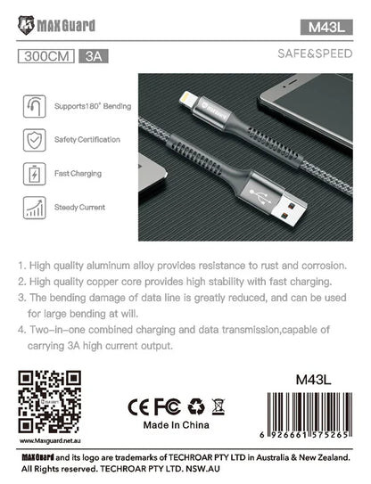 Maxguard M43L 3m USB-A to Lightning cable