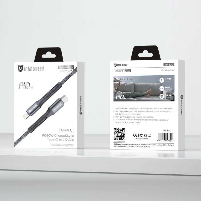 Maxguard M43LC 3m 20W Type-C to Lightning cable