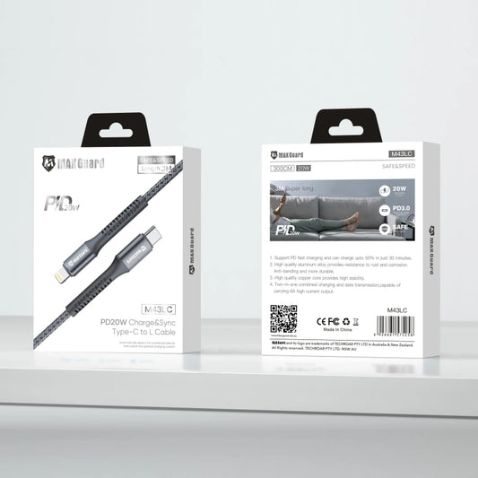 Maxguard M43LC 3m 20W Type-C to Lightning cable
