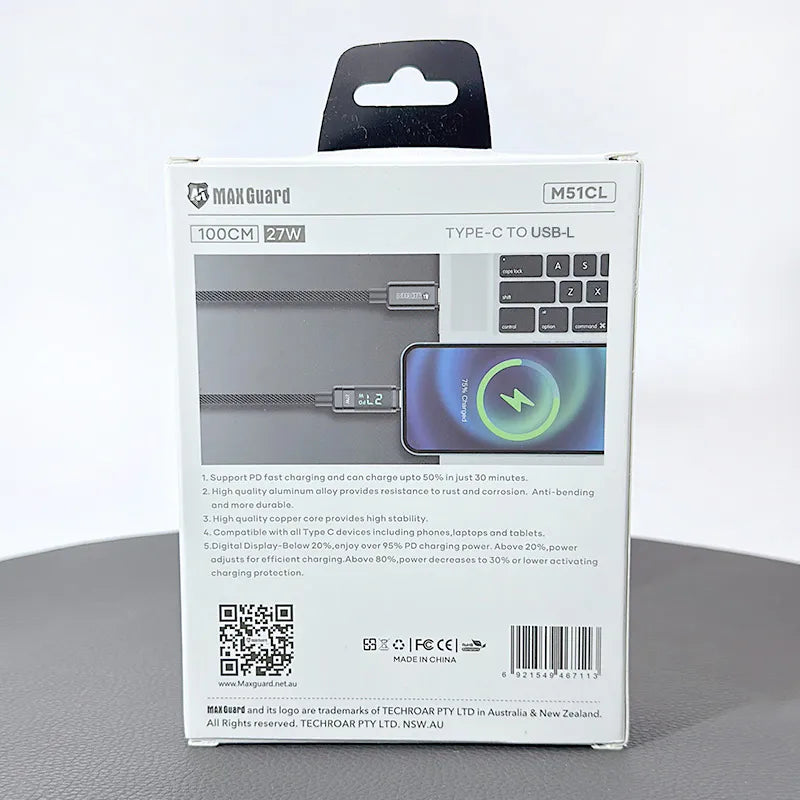 Maxguard M51CL 1m 27W Type-C to Lightning Cable