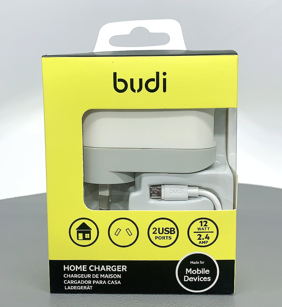 Budi AC339AMW 12W wall charger with USB-A to micro combo