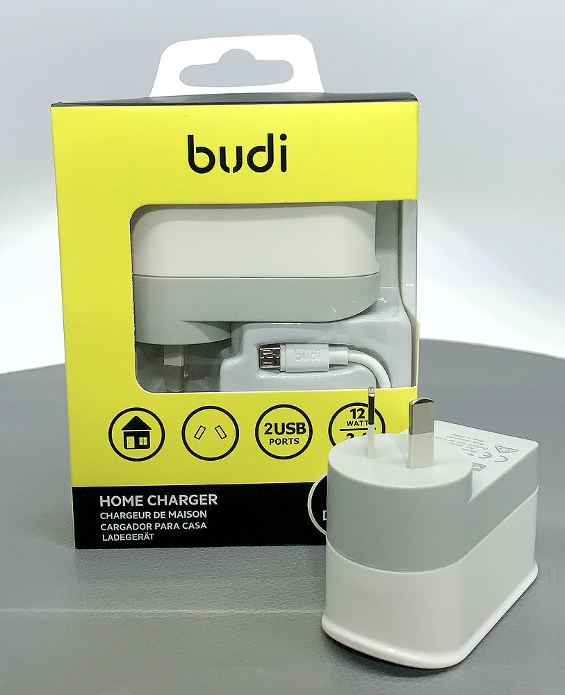 Budi AC339AMW 12W wall charger with USB-A to micro combo