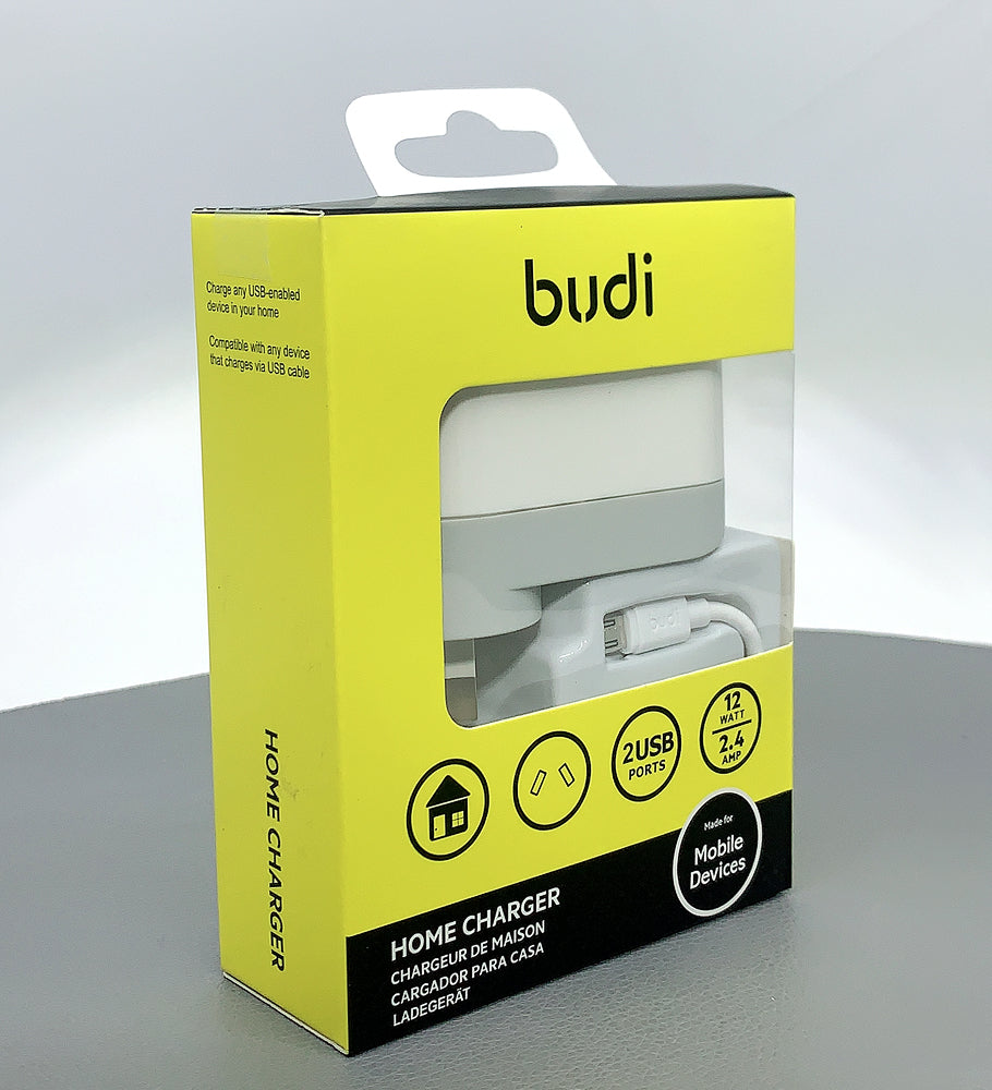 Budi AC339AMW 12W wall charger with USB-A to micro combo