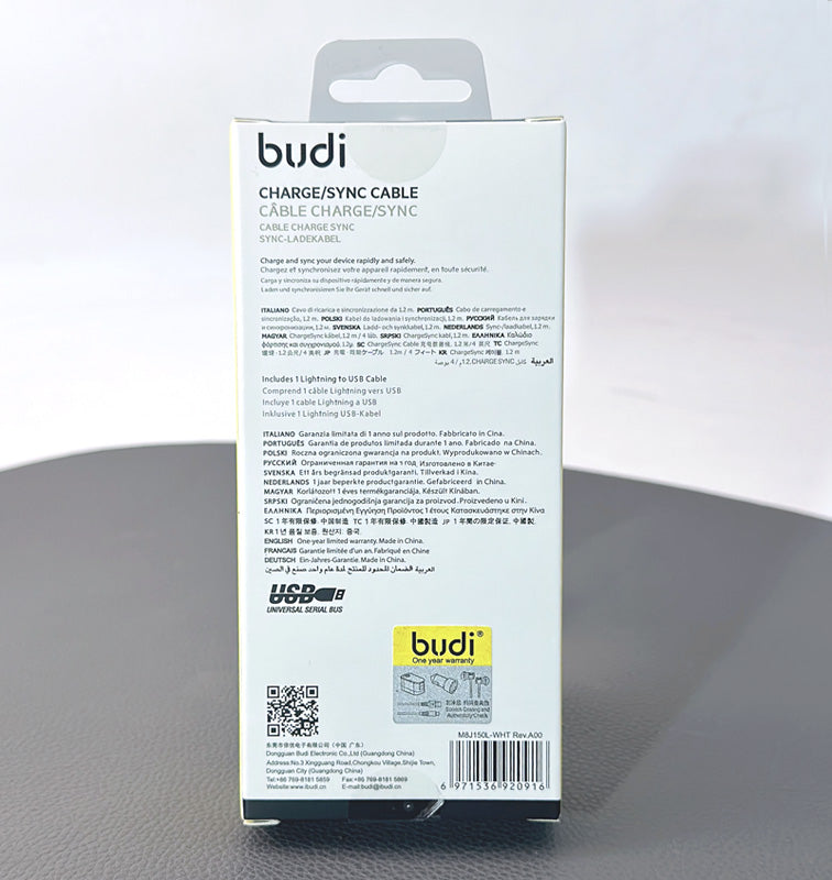 Budi M8J150L 1.2m USB-A to Lightning Cable