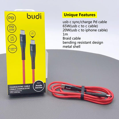 Budi M8J198TT 1m 65W Type-C to C cable
