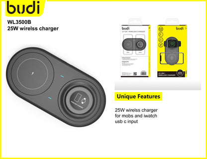 Budi 3 in 1 15W Wireless Charger For iOS/Android Apple Watch WL3500