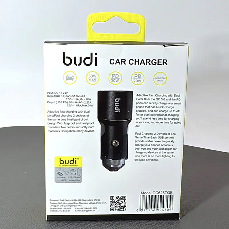 Budi CC628TQ8 38W UAB A+C Car Charger