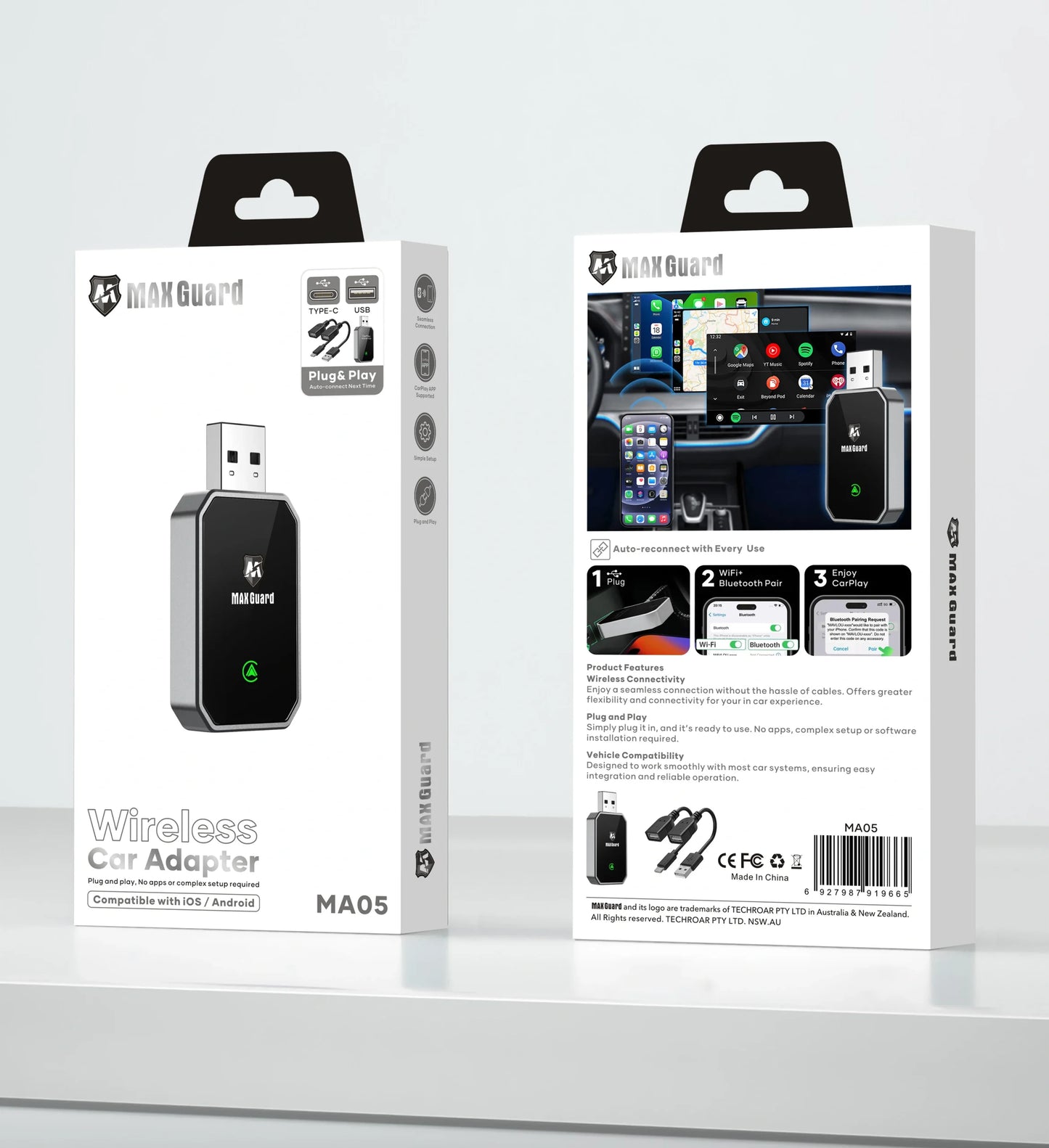 Maxguard MA05 2-in-1 Wireless Car Adapter