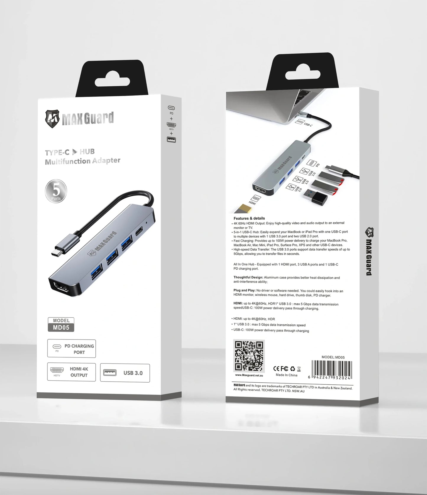 Maxguard MD05 5 in 1 USB-C Hub (HDMI/USB 3.0)