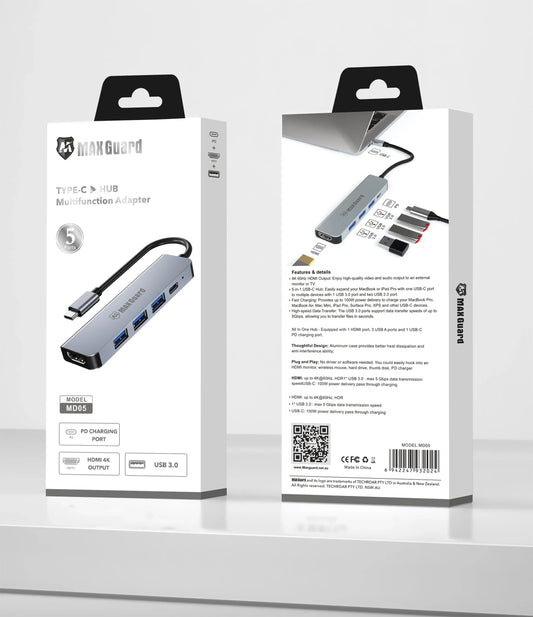 Maxguard MD05 5 in 1 USB-C Hub (HDMI/USB 3.0)