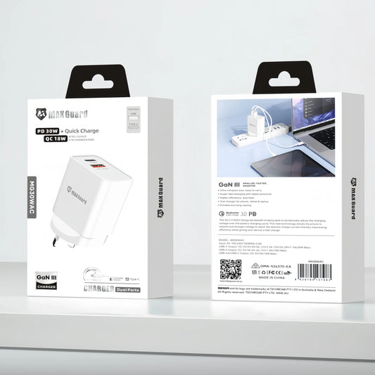 Maxguard MG30WAC/MG30WPD PD 30W+ plus QC 18W wall charger
